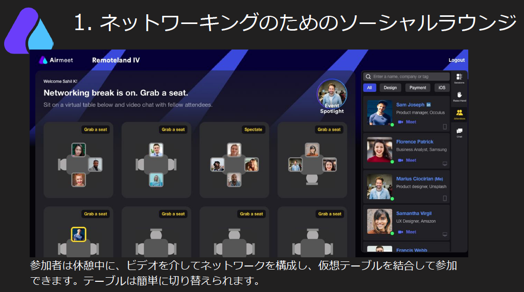 新しいオンラインツールAirmeetでIT飲み会に参加しませんか